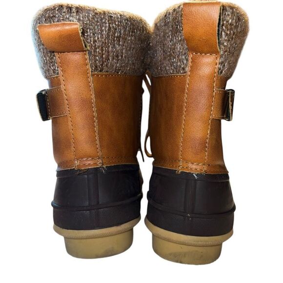 Torrid Womens Size 7 Duck Boots Sweater Style Upper Black Brown Lace Up - Picture 4 of 9